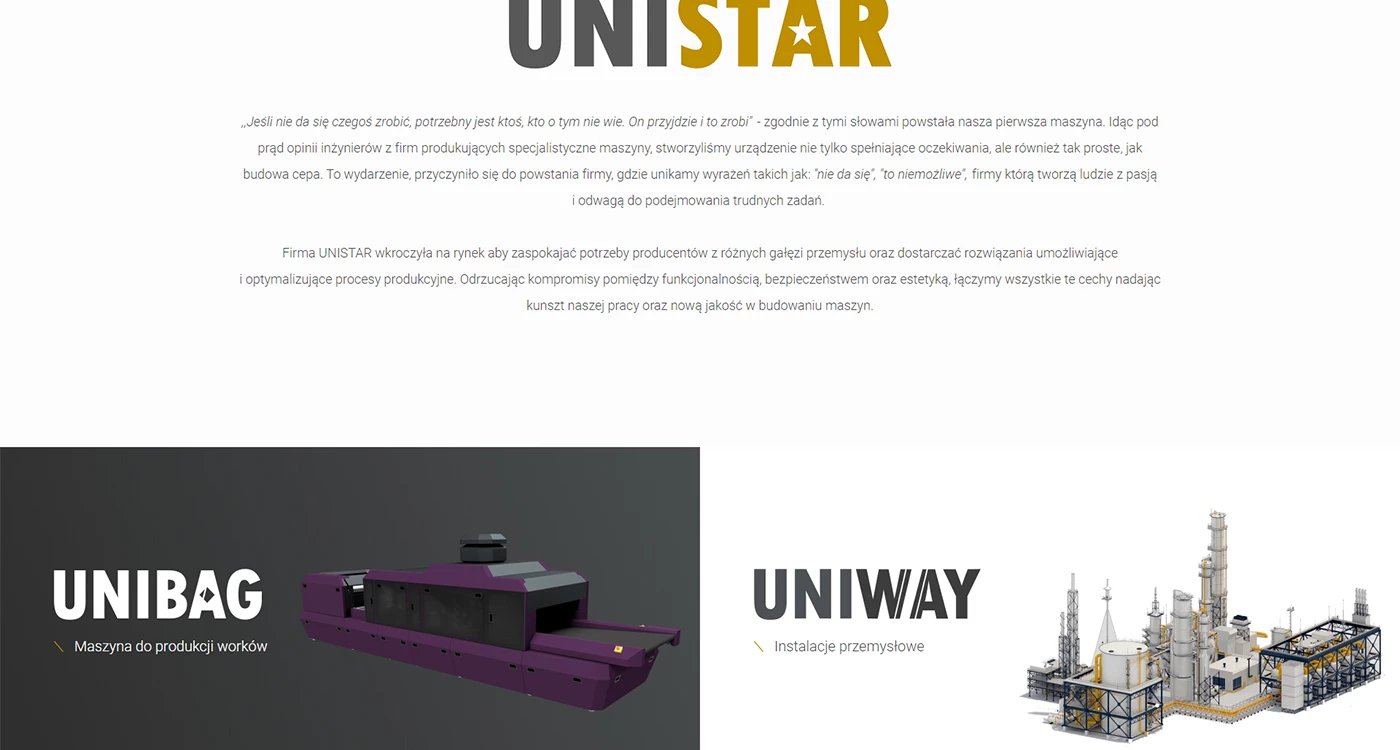 Unistar - Przemysł i technologie - Strony www - 3 projekt