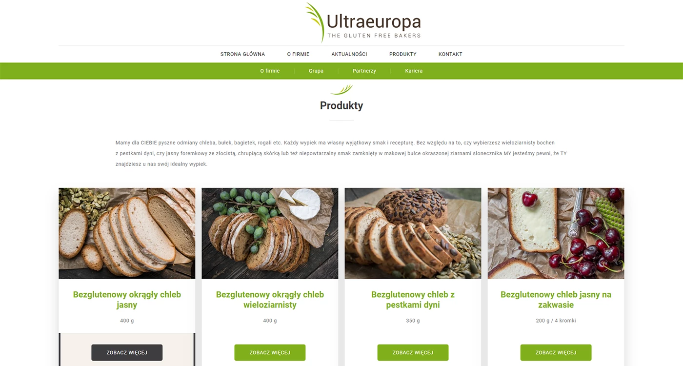 Ultraeuropa - Żywność - Strony www - 7 projekt