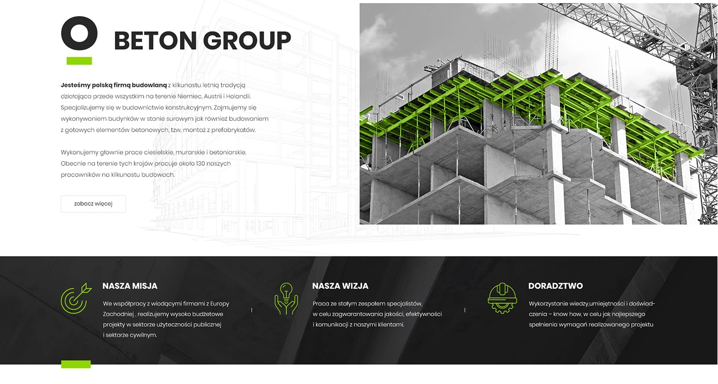 Beton Group - Budownictwo i inwestycje - Strony www - 2 projekt
