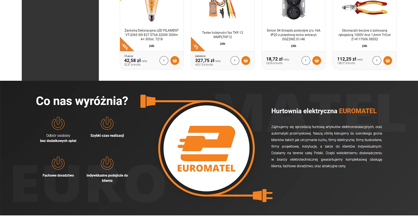 Euromatel - Elektryka, elektronika - Sklepy www - 3 projekt