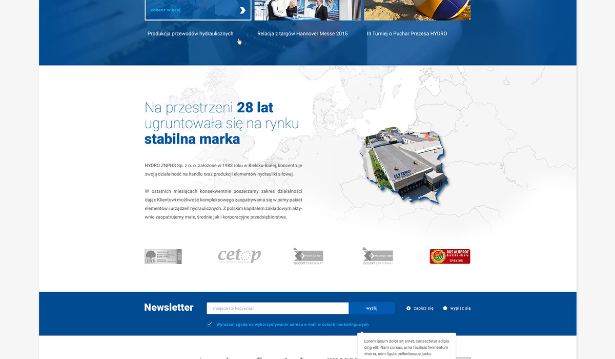 Strona dla dystrybutora hydrauliki siłowej z Bielska-Białej - 5 projekt
