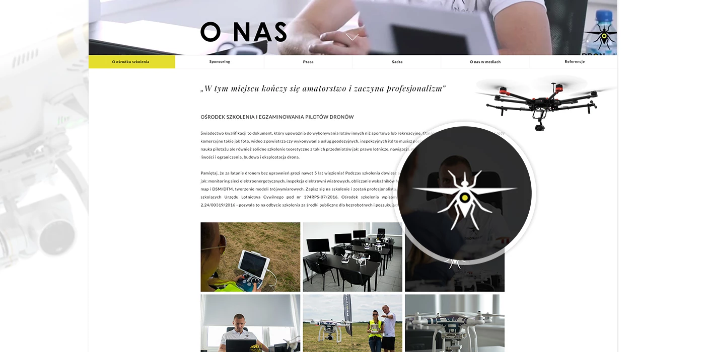 Strona internetowa dla centrum szkolenia pilotów dronów ze Śląska - 8 projekt