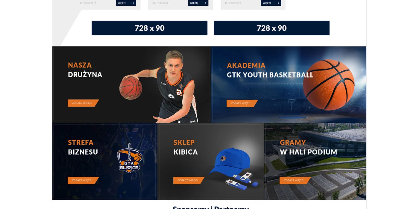 Strona sportowa dla drużyny koszykówki - 4 projekt