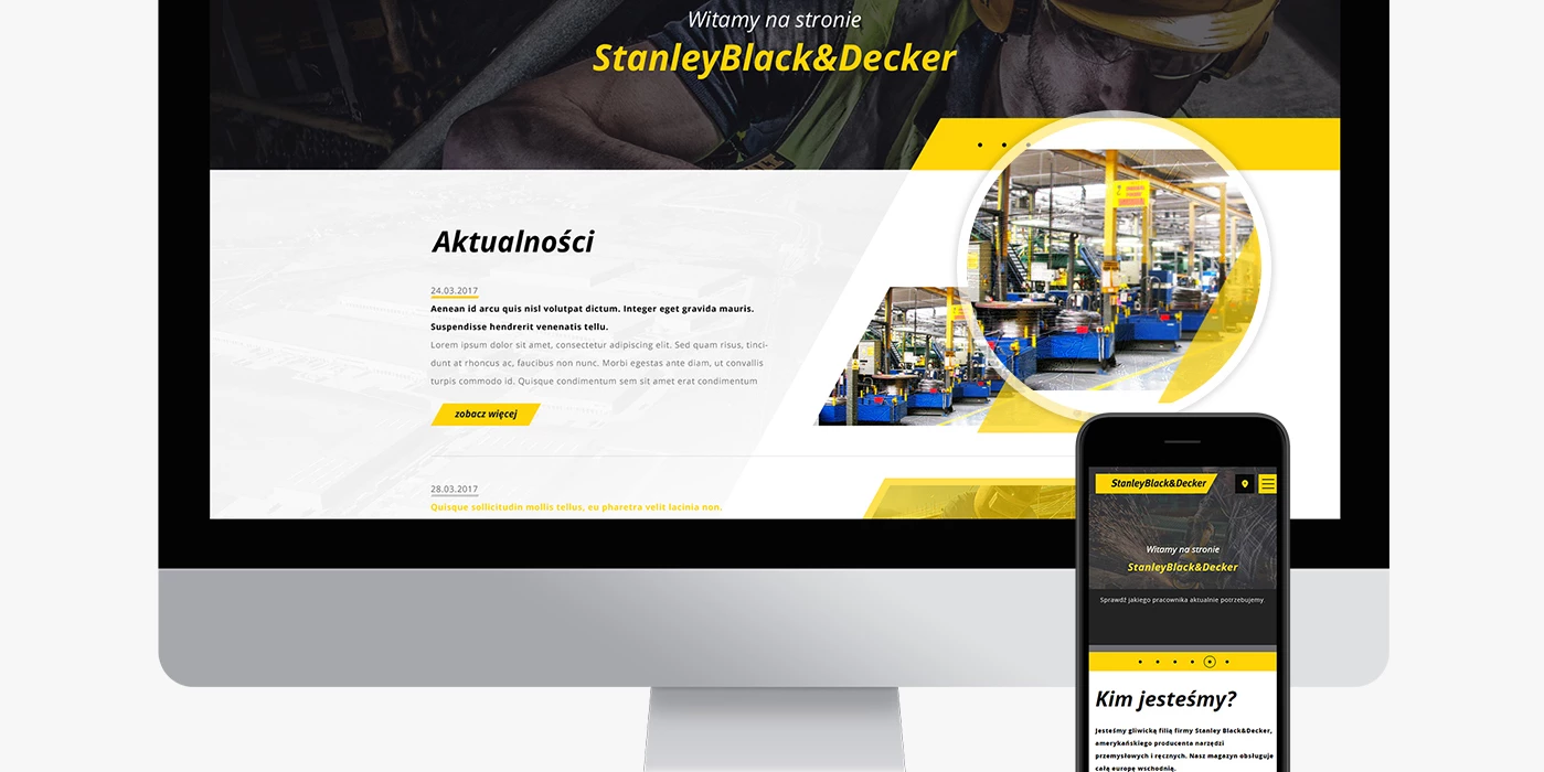 Strona z informacjami o rekrutacji dla Stanley Black & Decker - 12 projekt