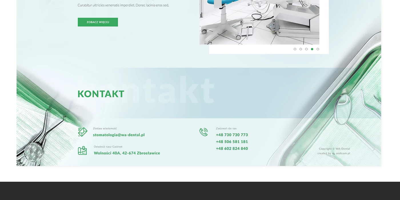 Serwis internetowy dla gabinetu dentystycznego - 5 projekt