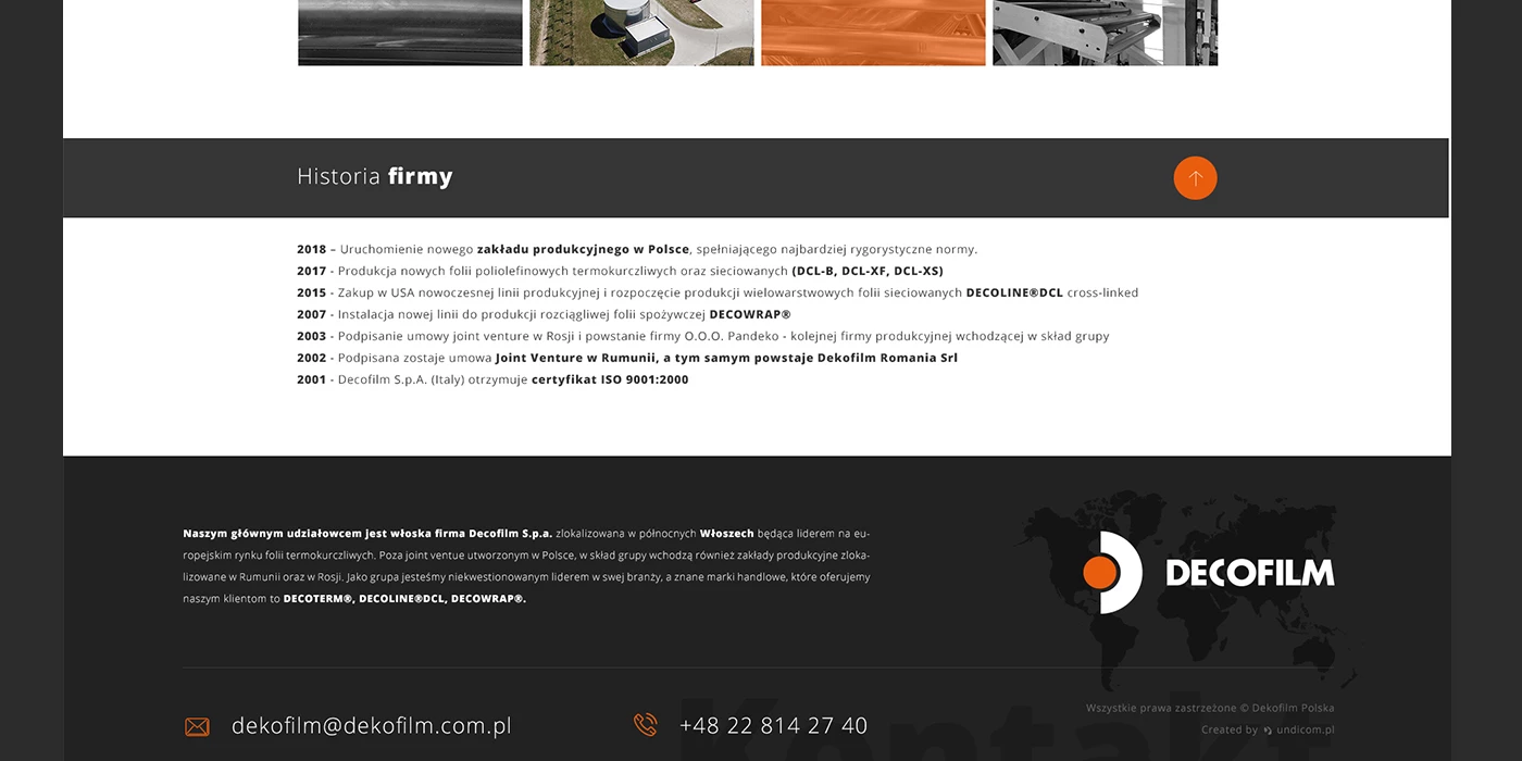 Strona internetowa dla producenta folii termokurczliwych - 8 projekt