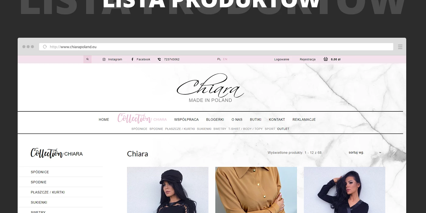 Internetowy sklep odzieżowy dla Polskiej marki ubrań dla kobiet - 9 projekt