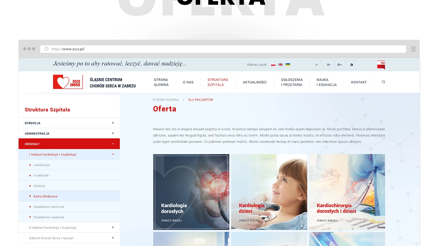 Strona internetowa dla akademickiego 
szpitala w Zabrzu - 13 projekt