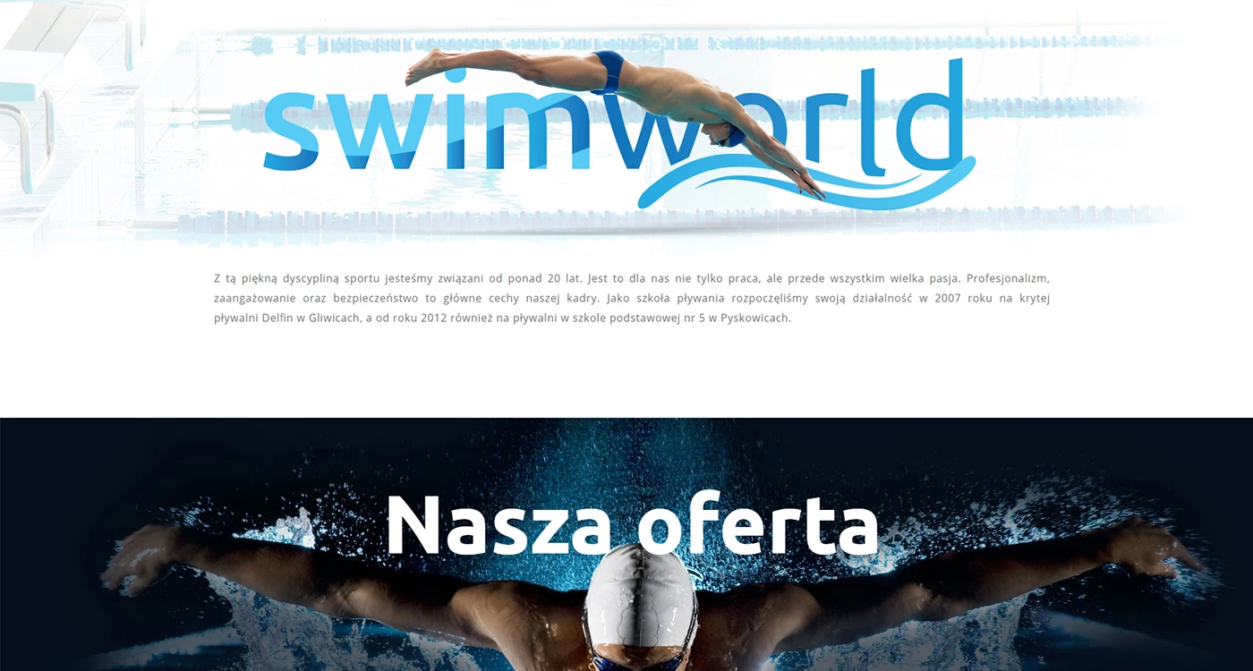 Strona www dla szkoły pływania - 2 projekt