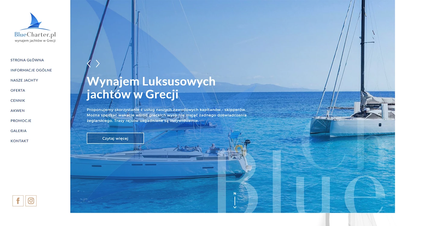 Blue Charter-wynajem jachtów w Grecji - Motoryzacja i transport - Strony www - 1 projekt