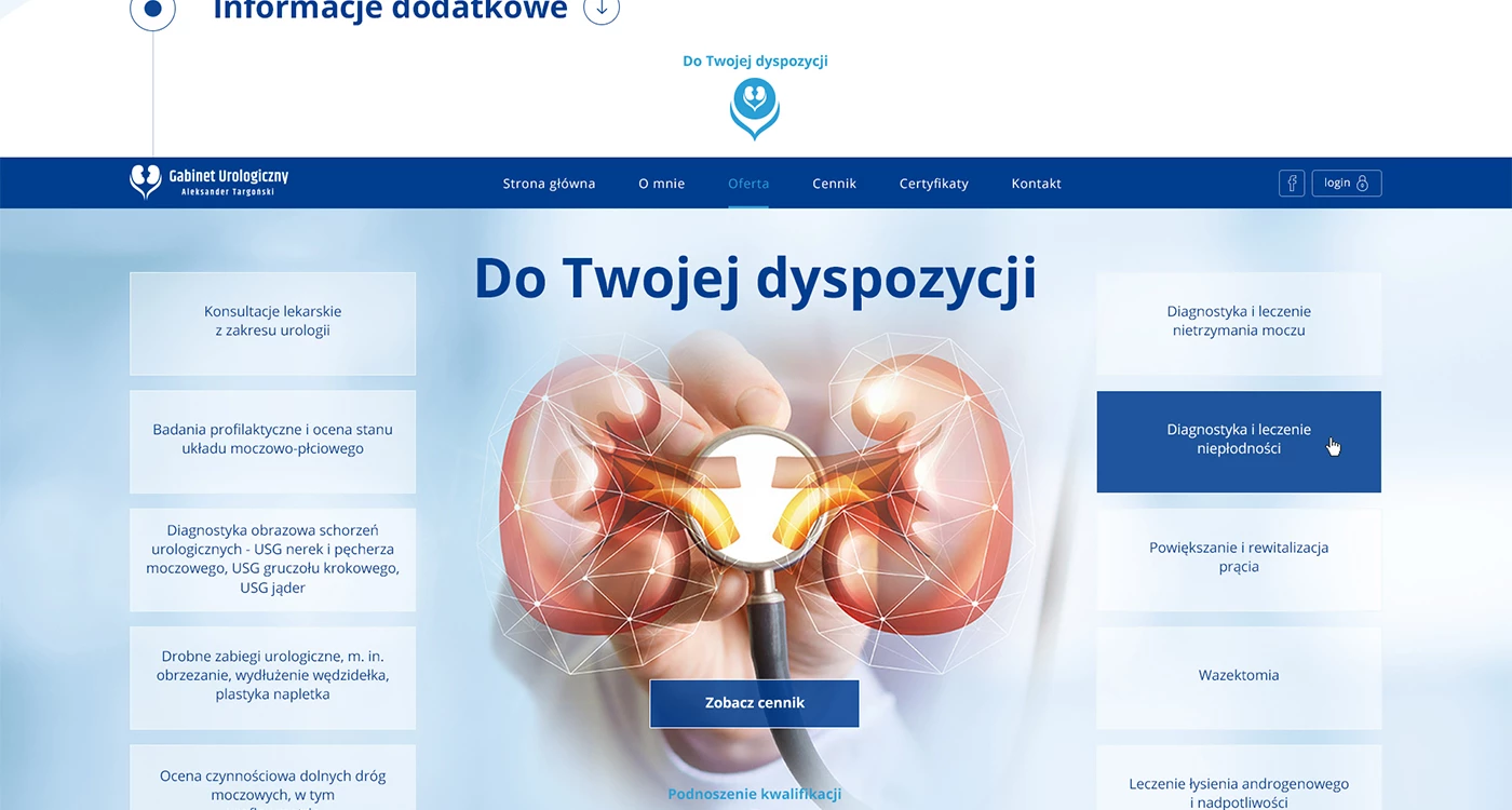 Serwis internetowy dla lekarza gabinetu urologicznego - 3 projekt